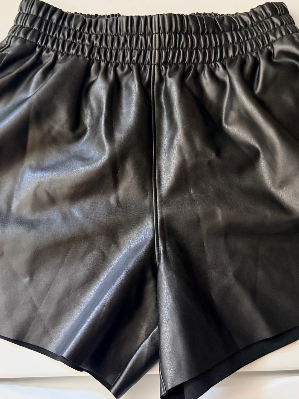 Abercrombie & Fitch Black Faux Leather High-Waist Shorts
